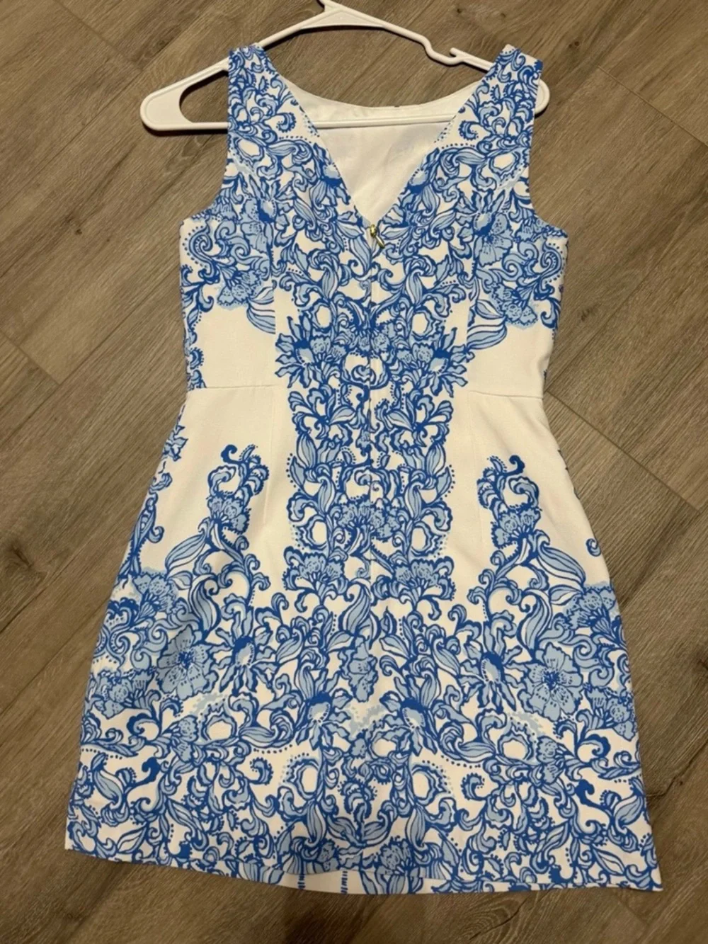 Lilly Pulitzer Blue & White Toile Printed Sleeveless Mini Shift Dress - Size 0 - Picture 2 of 7